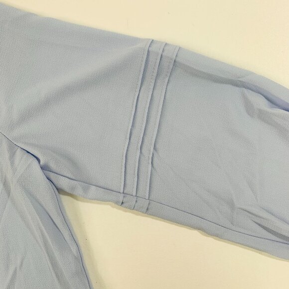 Social Standard by Sanctuary Women's Top L Long Sleeve Peasant Shirt Blue - Picture 11 of 12